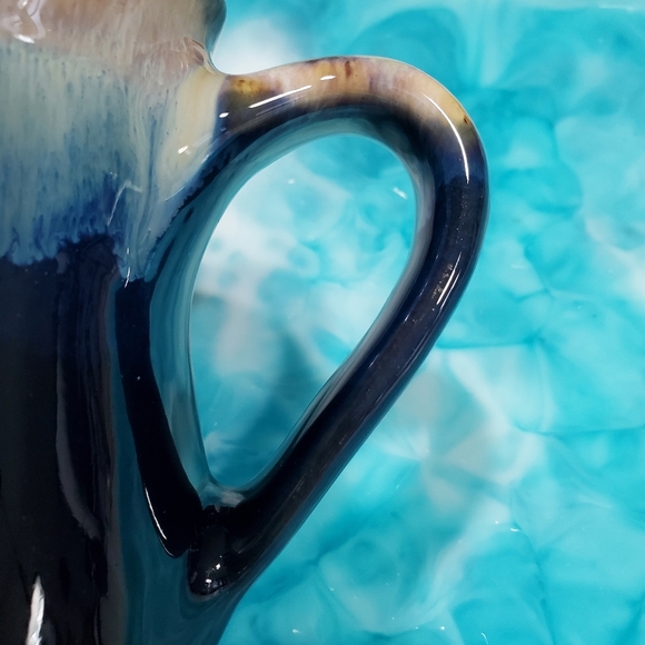 Tumbleweed Pottery North Carolina Large Blue & Tan 1980's "BITE ME" Coffee Mug - Picture 5 of 11